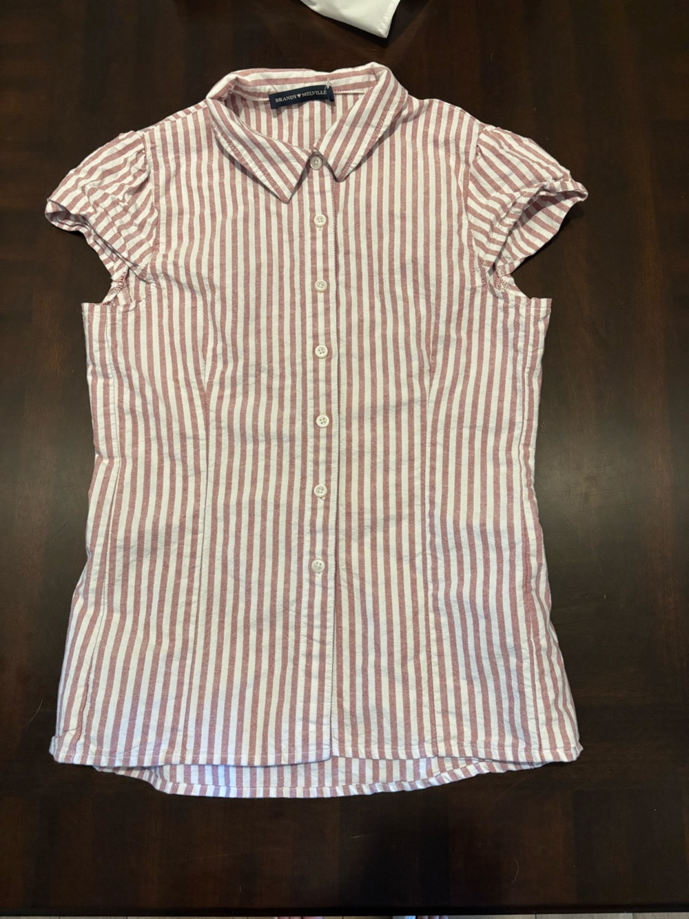 Bundle 3/$15 Brandy Melville Striped Button-Front Top in White and Dusty Rose